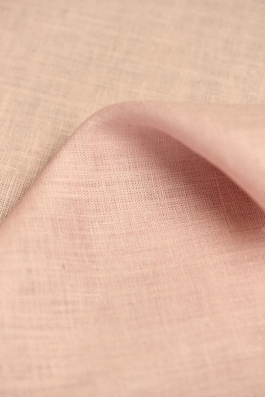 1 Yard Midweight Blush Pure Linen Fabric, Softened 5.5 Oz Solid Weave 58 Inch